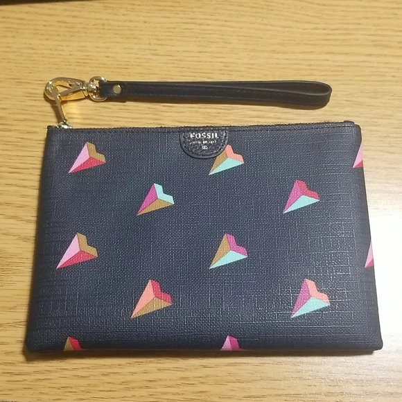 Fossil Wristlet Paper Plane Design In Blue Rare - Picture 1 of 5